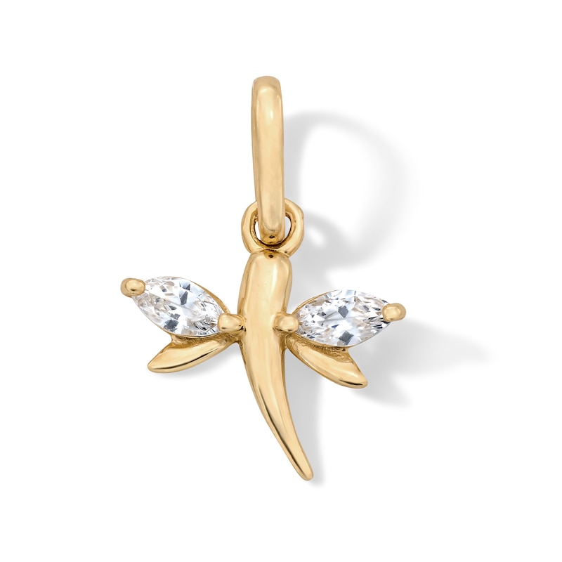 Main Image 1 of Solid 10K Gold Marquise CZ Dragonfly Necklace Charm