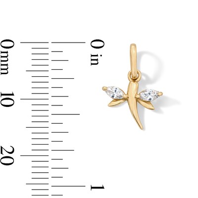 Solid 10K Gold Marquise CZ Dragonfly Necklace Charm