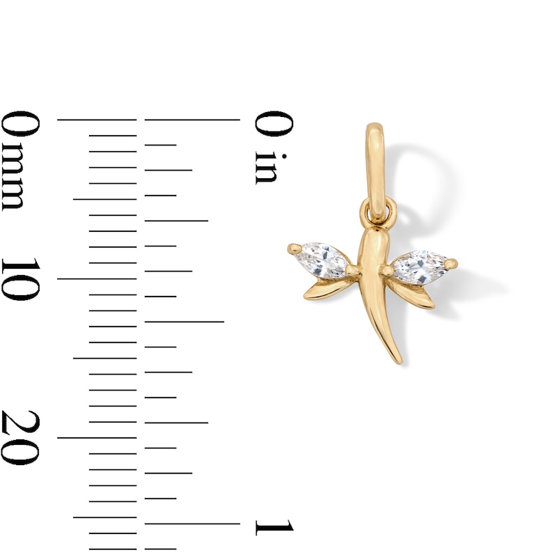 Main Image 2 of Solid 10K Gold Marquise CZ Dragonfly Necklace Charm