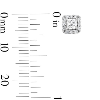 Solid Sterling Silver CZ Square Frame Studs