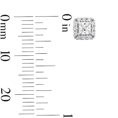 Solid Sterling Silver CZ Square Frame Studs