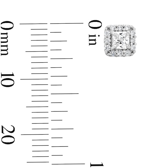 Solid Sterling Silver CZ Square Frame Studs
