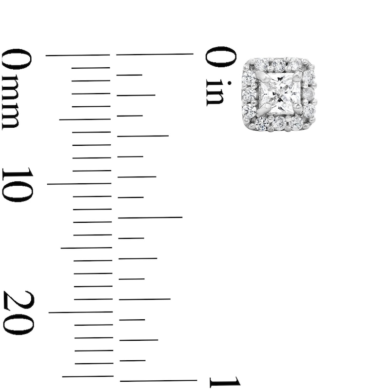 Main Image 2 of Solid Sterling Silver CZ Square Frame Studs