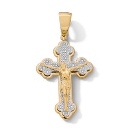 14K Gold Plated 1/20 CT. T.W. Lab-Grown Diamond Crucifix Necklace Charm