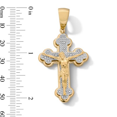 14K Gold Plated 1/20 CT. T.W. Lab-Grown Diamond Crucifix Necklace Charm