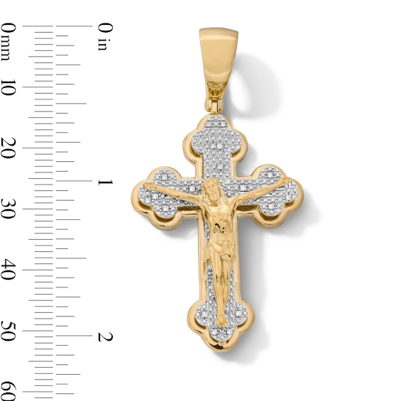 14K Gold Plated 1/20 CT. T.W. Lab-Grown Diamond Crucifix Necklace Charm