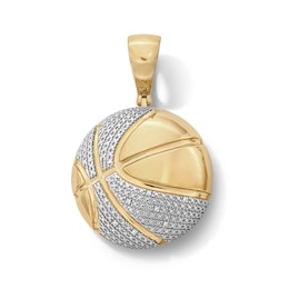 14K Gold Plated 1/20 CT. T.W. Lab-Grown Diamond Basketball Necklace Charm