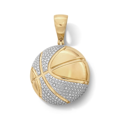 14K Gold Plated 1/20 CT. T.W. Lab-Grown Diamond Basketball Necklace Charm