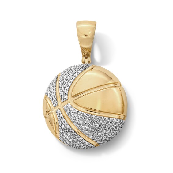 14K Gold Plated 1/20 CT. T.W. Lab-Grown Diamond Basketball Necklace Charm