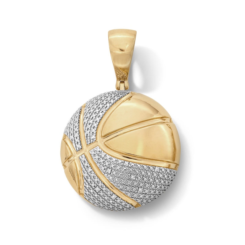 14K Gold Plated 1/20 CT. T.W. Lab-Grown Diamond Basketball Necklace Charm