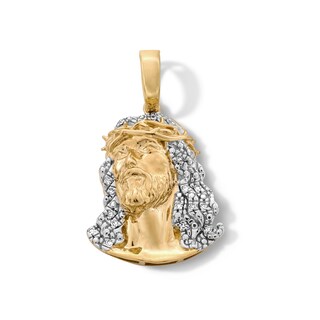 14K Gold Plated 1/20 CT. T.W. Lab-Grown Diamond Face of Jesus Necklace Charm
