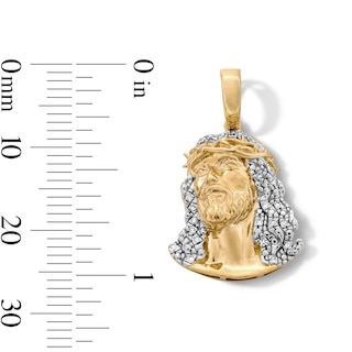 14K Gold Plated 1/20 CT. T.W. Lab-Grown Diamond Face of Jesus Necklace Charm