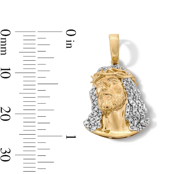 14K Gold Plated 1/20 CT. T.W. Lab-Grown Diamond Face of Jesus Necklace Charm