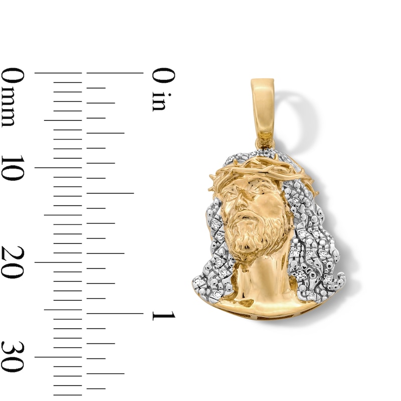 Main Image 2 of 14K Gold Plated 1/20 CT. T.W. Lab-Grown Diamond Face of Jesus Necklace Charm