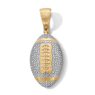 14K Gold Plated 1/10 CT. T.W. Lab-Grown Diamond Pavé Football Necklace Charm
