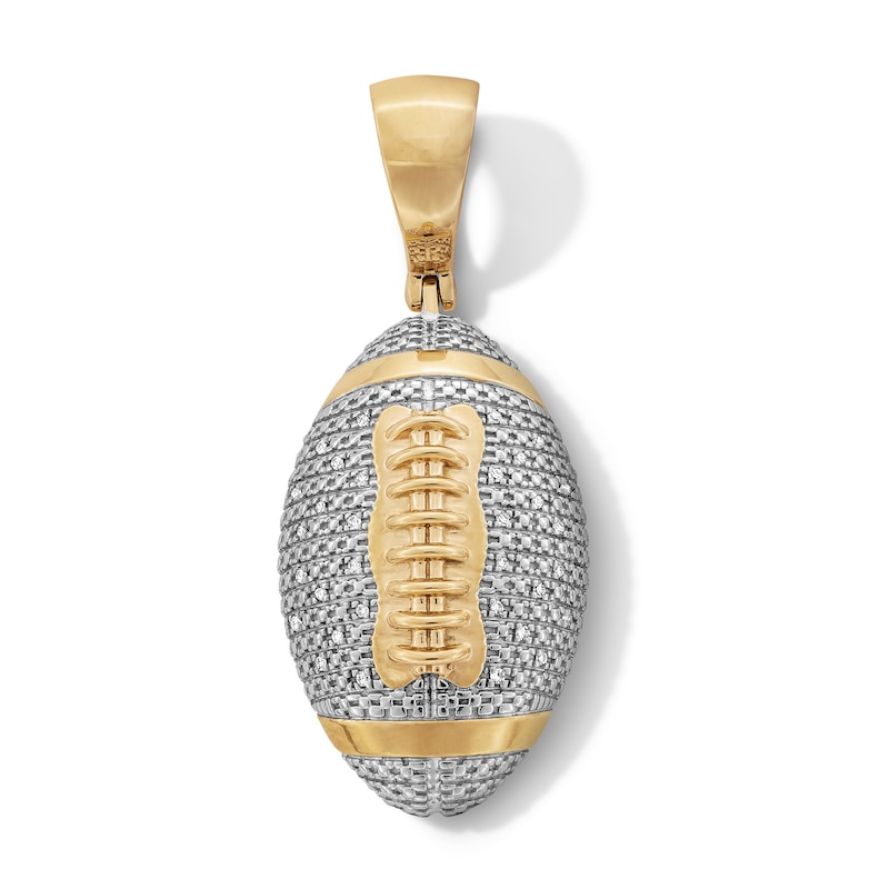 14K Gold Plated 1/10 CT. T.W. Lab-Grown Diamond Pavé Football Necklace Charm