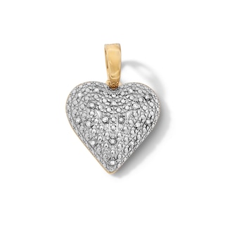 14K Gold Plated 1/20 CT. T.W. Lab-Grown Diamond Beaded Heart Charm