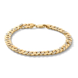 14K Gold Plated 1/10 CT. T.W. Lab-Grown Diamond Pavé Curb Chain Bracelet - 8"