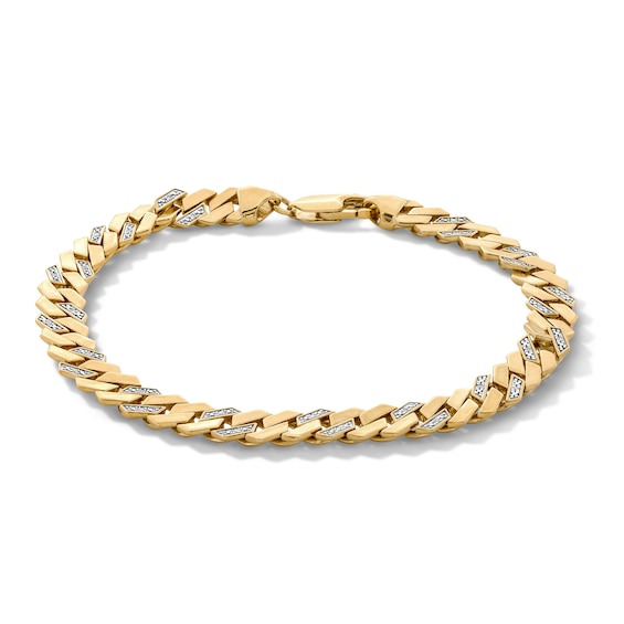 14K Gold Plated 1/10 CT. T.W. Lab-Grown Diamond Pavé Curb Chain Bracelet - 8"