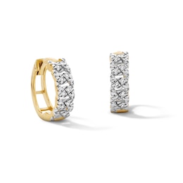14K Gold Plated 1/20 CT. T.W. Lab-Grown Diamond Chain Link Huggie Hoops