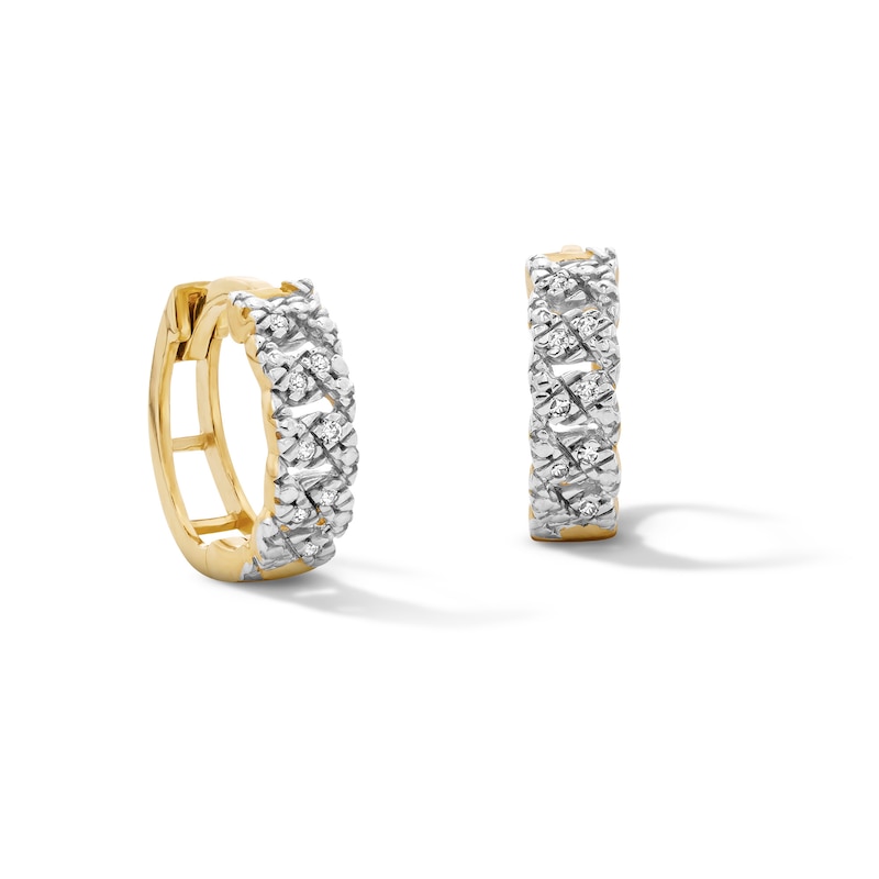 14K Gold Plated 1/20 CT. T.W. Lab-Grown Diamond Chain Link Huggie Hoops
