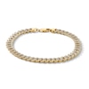 Thumbnail Image 1 of 14K Gold Plated 1/10 CT. T.W. Lab-Grown Diamond Angular Curb Chain Bracelet - 8"