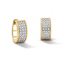 Thumbnail Image 1 of 14K Gold Plated 1/20 CT. T.W. Lab-Grown Diamond Three Row Huggie Hoops