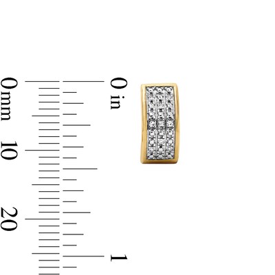 14K Gold Plated 1/20 CT. T.W. Lab-Grown Diamond Three Row Huggie Hoops