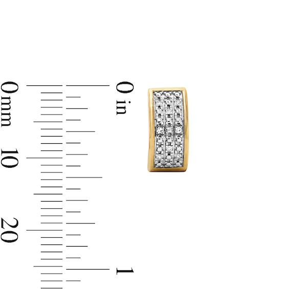 14K Gold Plated 1/20 CT. T.W. Lab-Grown Diamond Three Row Huggie Hoops
