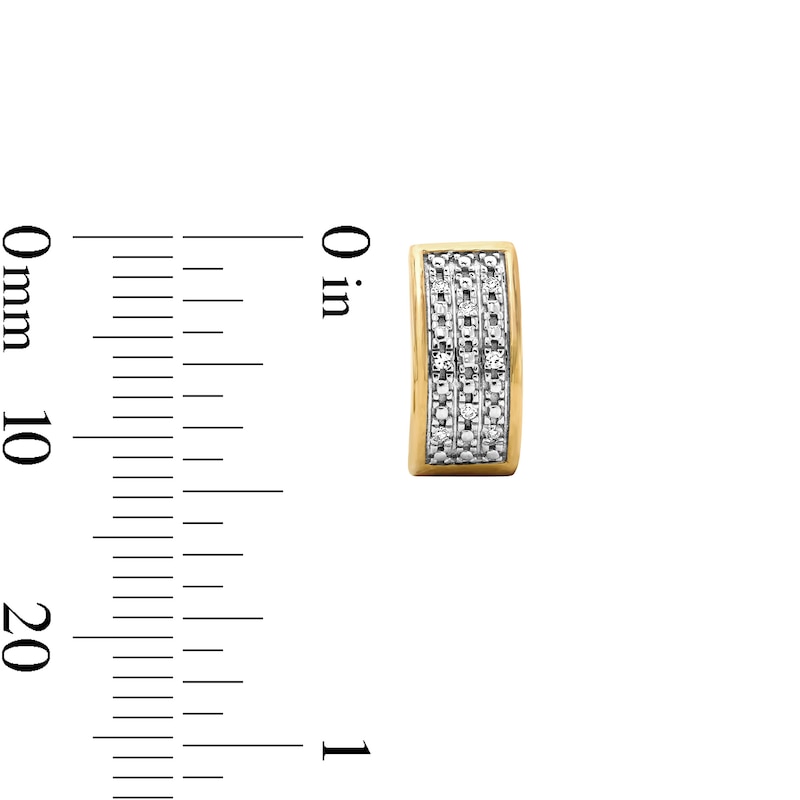 Main Image 2 of 14K Gold Plated 1/20 CT. T.W. Lab-Grown Diamond Three Row Huggie Hoops