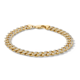 14K Gold Plated 1/10 CT. T.W. Lab-Grown Diamond Curb Chain Bracelet - 8"