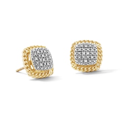 14K Gold Plated 1/20 CT. T.W. Lab-Grown Diamond Raised Chain Frame Studs