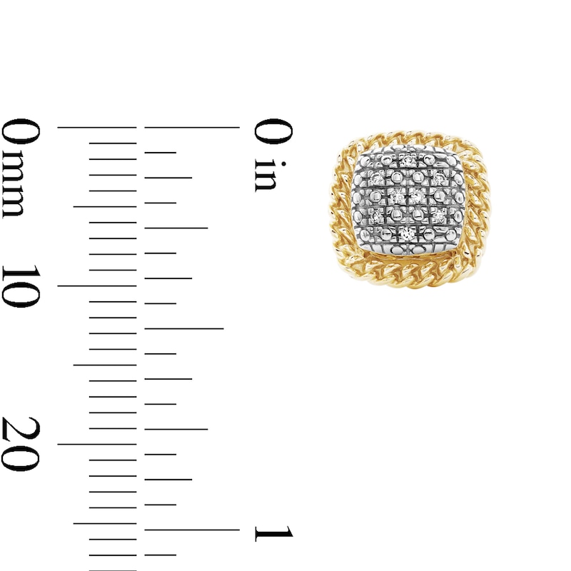 Main Image 2 of 14K Gold Plated 1/20 CT. T.W. Lab-Grown Diamond Raised Chain Frame Studs