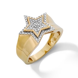 14K Gold Plated 1/20 CT. T.W. Lab-Grown Diamond Star Ring - Size 10.5