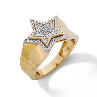 14K Gold Plated 1/20 CT. T.W. Lab-Grown Diamond Star Ring - Size 10.5