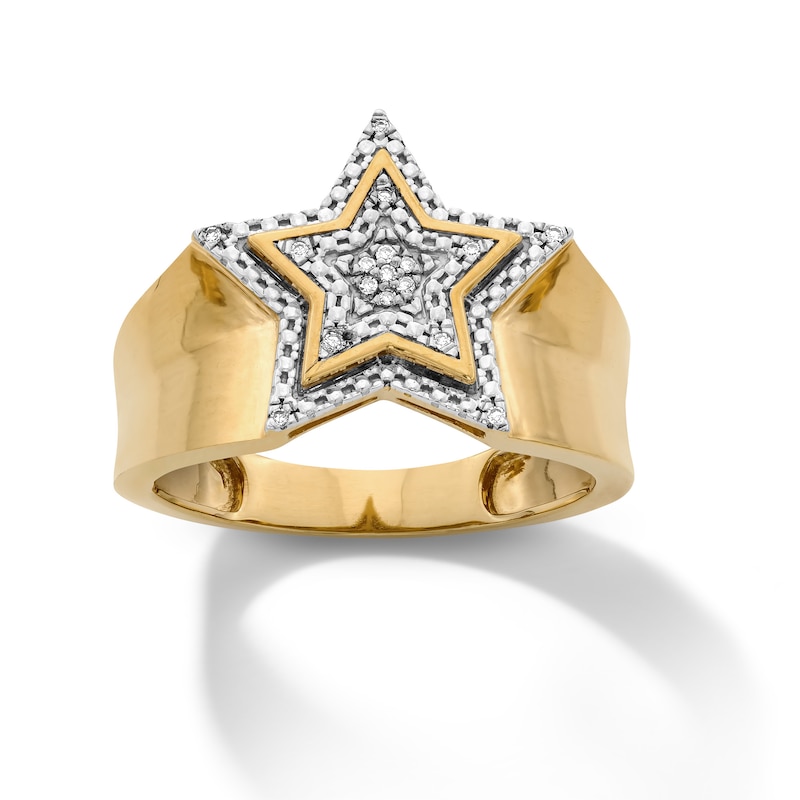 Main Image 2 of 14K Gold Plated 1/20 CT. T.W. Lab-Grown Diamond Star Ring - Size 10.5