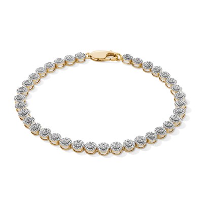 14K Gold Plated 1/10 CT. T.W. Lab-Grown Diamond Pavé Link Bracelet - 8"