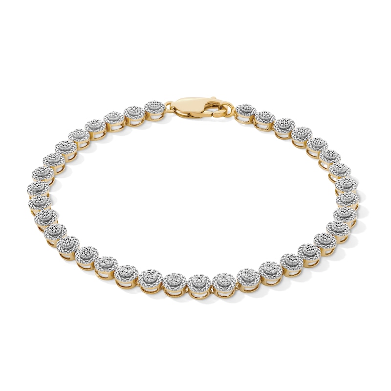 Main Image 1 of 14K Gold Plated 1/10 CT. T.W. Lab-Grown Diamond Pavé Link Bracelet - 8"