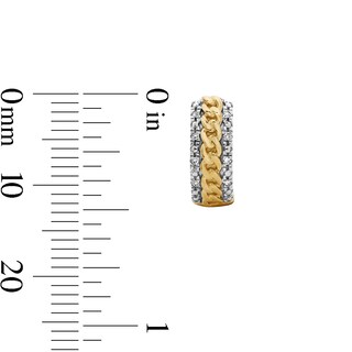 14K Gold Plated 1/20 CT. T.W. Lab-Grown Diamond Frame Curb Chain Huggie Hoops