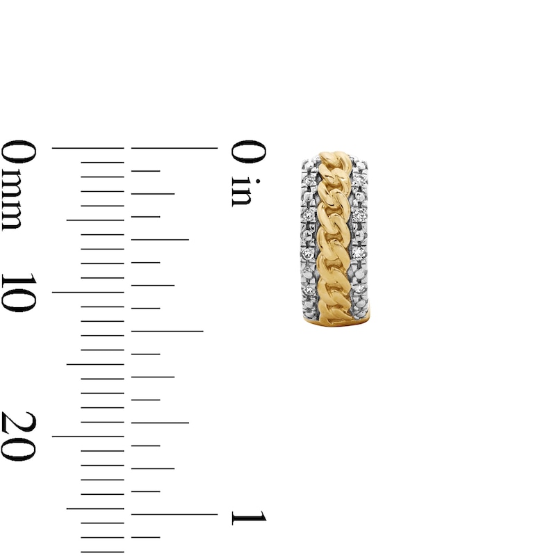 Main Image 2 of 14K Gold Plated 1/20 CT. T.W. Lab-Grown Diamond Frame Curb Chain Huggie Hoops