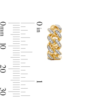 14K Gold Plated 1/10 CT. T.W. Lab-Grown Diamond Curb Chain Huggie Hoops