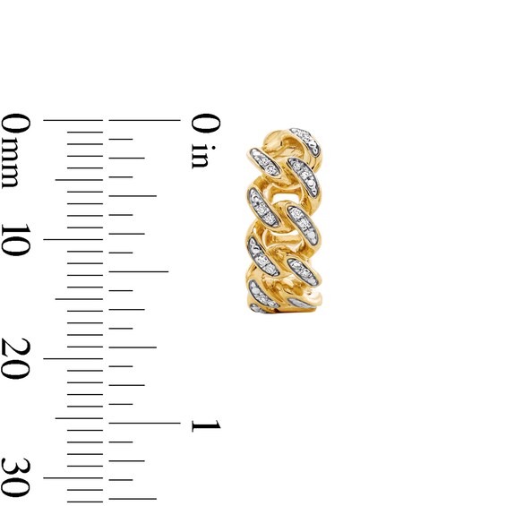 14K Gold Plated 1/10 CT. T.W. Lab-Grown Diamond Curb Chain Huggie Hoops