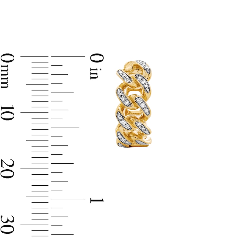 14K Gold Plated 1/10 CT. T.W. Lab-Grown Diamond Curb Chain Huggie Hoops
