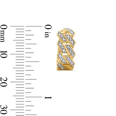 14K Gold Plated 1/10 CT. T.W. Lab-Grown Diamond Angular Curb Chain Huggie Hoops