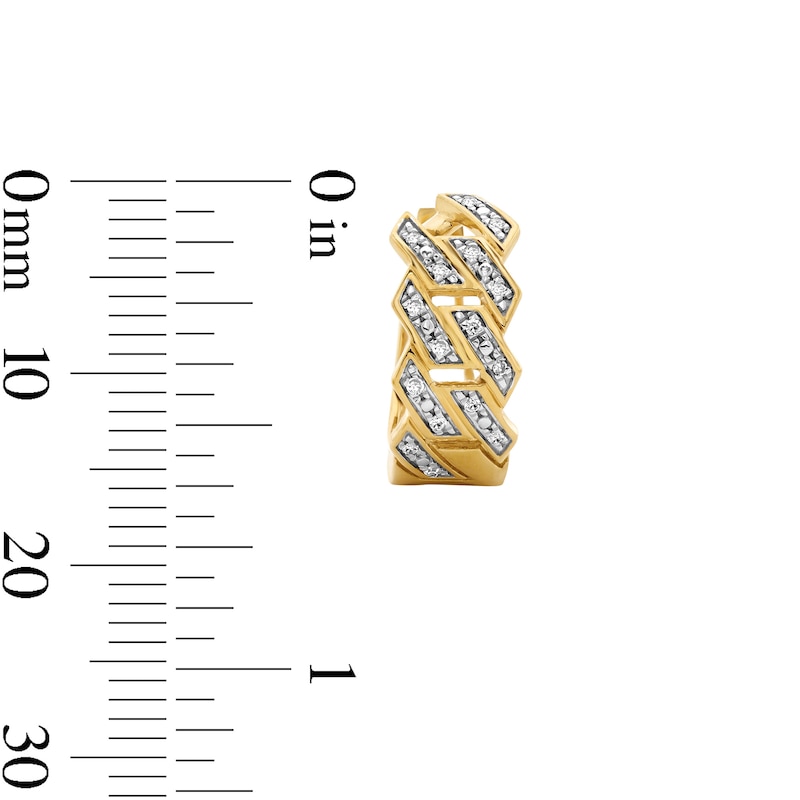 Main Image 2 of 14K Gold Plated 1/10 CT. T.W. Lab-Grown Diamond Angular Curb Chain Huggie Hoops