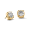 Thumbnail Image 1 of 14K Gold Plated 1/20 CT. T.W. Lab-Grown Diamond Cushion Textured Frame Studs
