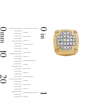 14K Gold Plated 1/20 CT. T.W. Lab-Grown Diamond Cushion Textured Frame Studs