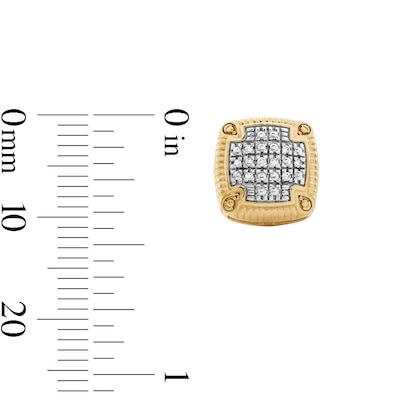 14K Gold Plated 1/20 CT. T.W. Lab-Grown Diamond Cushion Textured Frame Studs