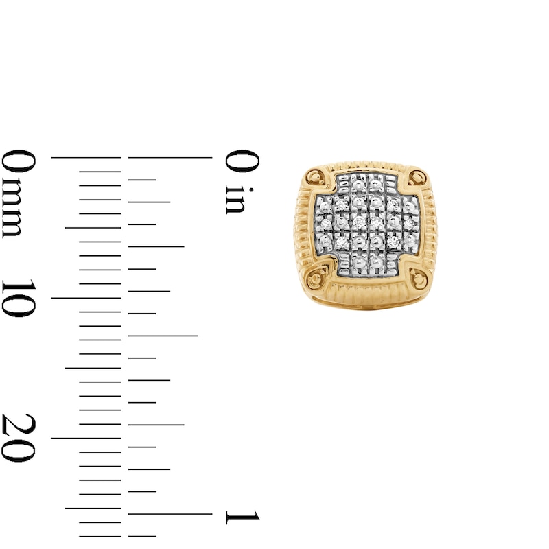 Main Image 2 of 14K Gold Plated 1/20 CT. T.W. Lab-Grown Diamond Cushion Textured Frame Studs