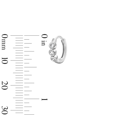 Solid Sterling Silver CZ Round Bezel Huggie Hoops